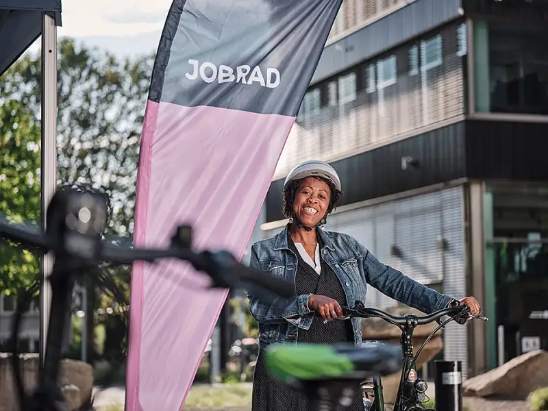 JobRadlerin am Demoday glücklich